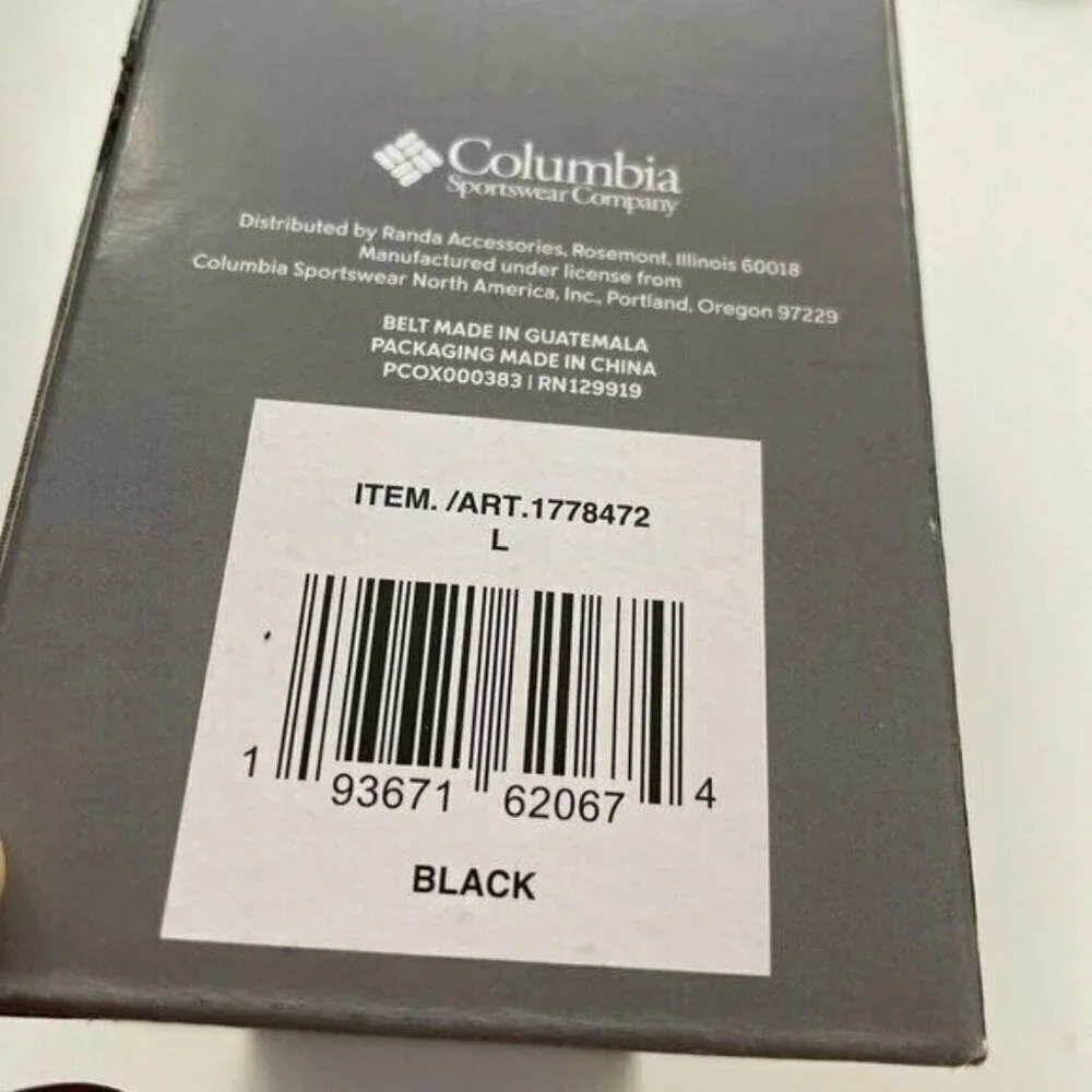NEW Columbia Men's Leather Belt L Fits Pant Size 36-38 Black